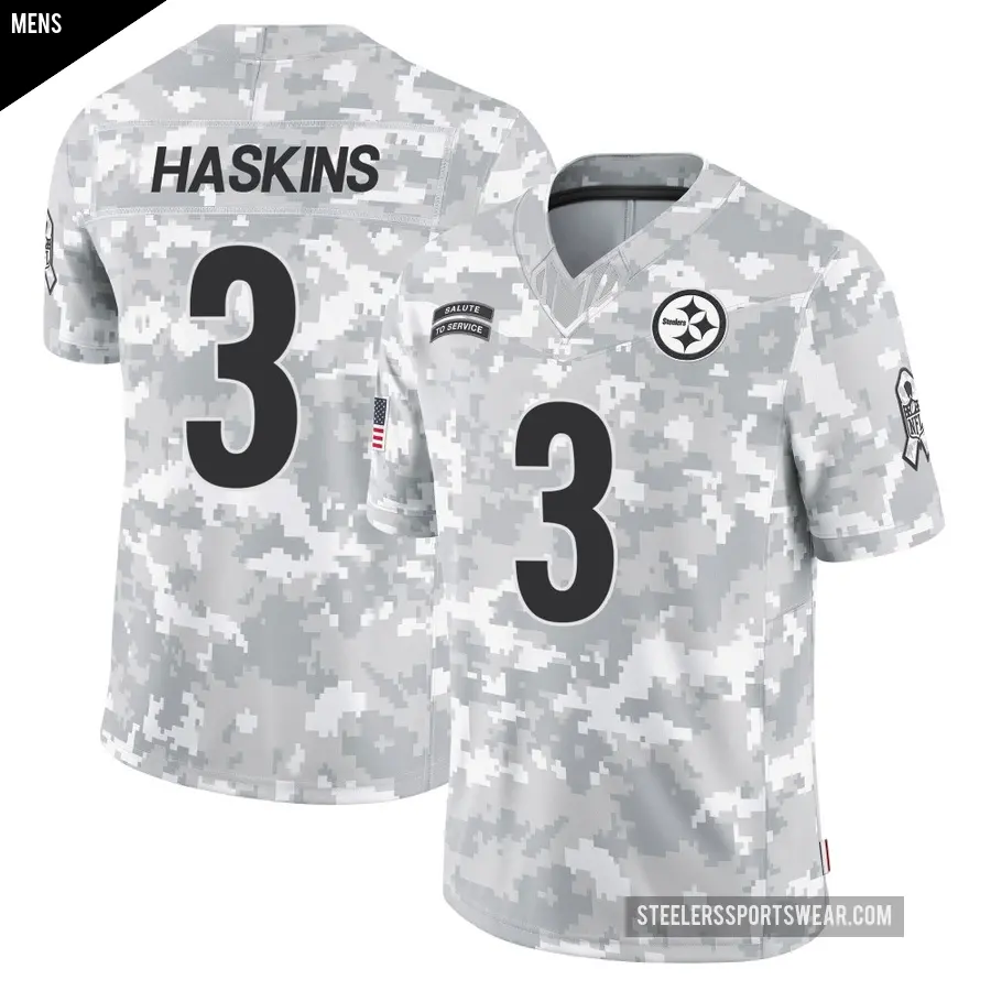 Men's Pittsburgh Steelers ＃3 Dwayne Haskins Arctic Camo Limited 2024 Salute to Service Jersey