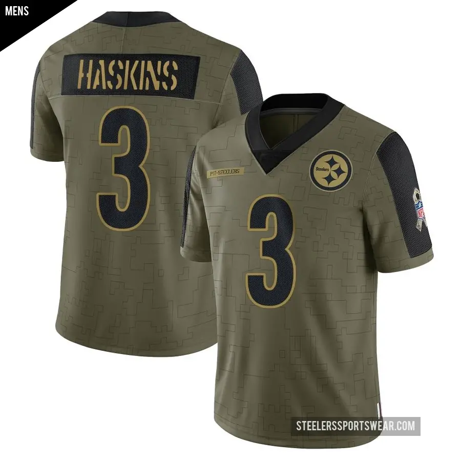 Men's Pittsburgh Steelers ＃3 Dwayne Haskins Olive Limited 2021 Salute To Service Jersey