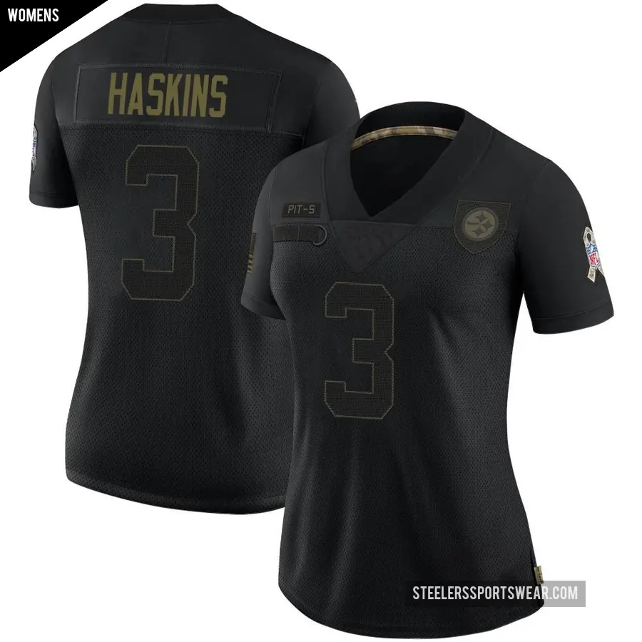 Women's Pittsburgh Steelers ＃3 Dwayne Haskins Black Limited 2020 Salute To Service Jersey