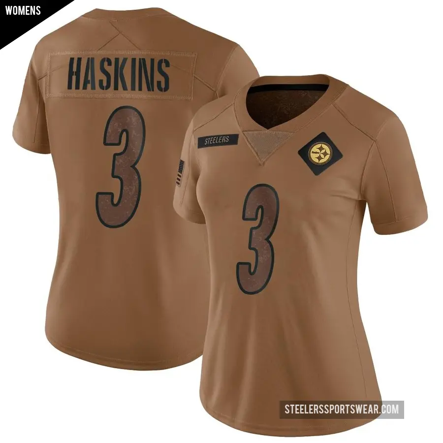 Women's Pittsburgh Steelers ＃3 Dwayne Haskins Brown Limited 2023 Salute To Service Jersey