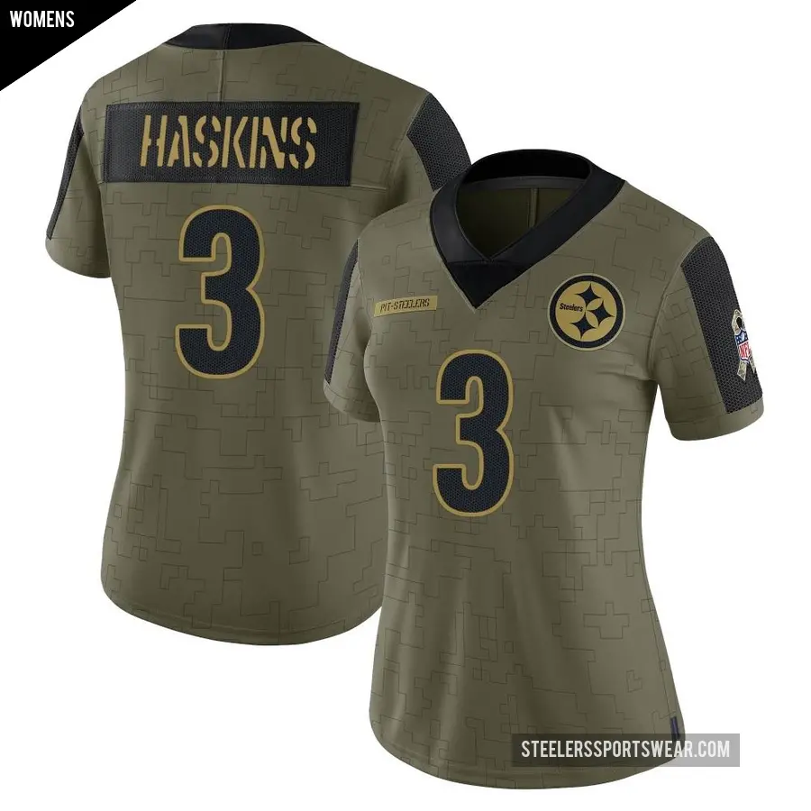 Women's Pittsburgh Steelers ＃3 Dwayne Haskins Olive Limited 2021 Salute To Service Jersey