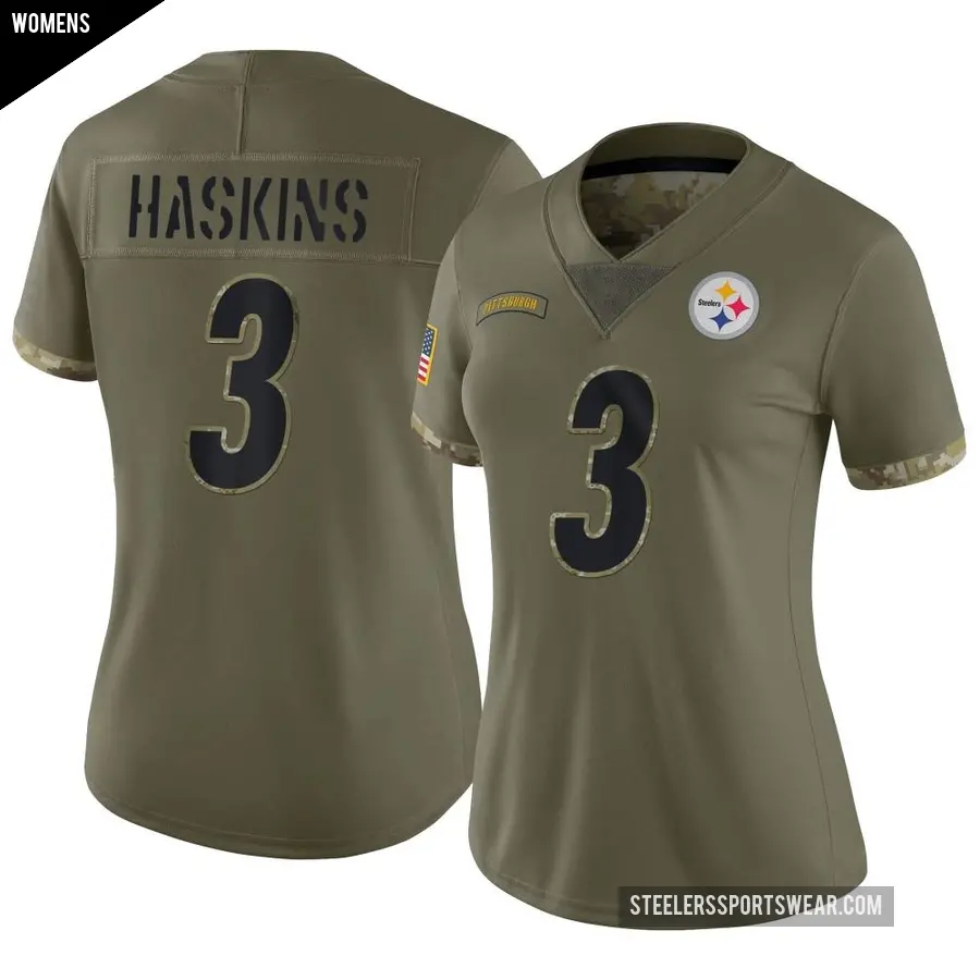 Women's Pittsburgh Steelers ＃3 Dwayne Haskins Olive Limited 2022 Salute To Service Jersey