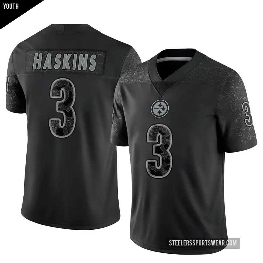 Youth Pittsburgh Steelers ＃3 Dwayne Haskins Black Limited Reflective Jersey